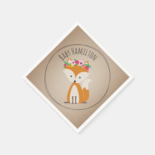 Boho Baby Fox Baby Shower Napkins Pappersservett (Hörn)