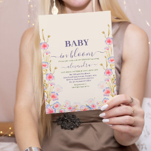 Boho Baby i Bloom Flicka Baby Shower Inbjudningar