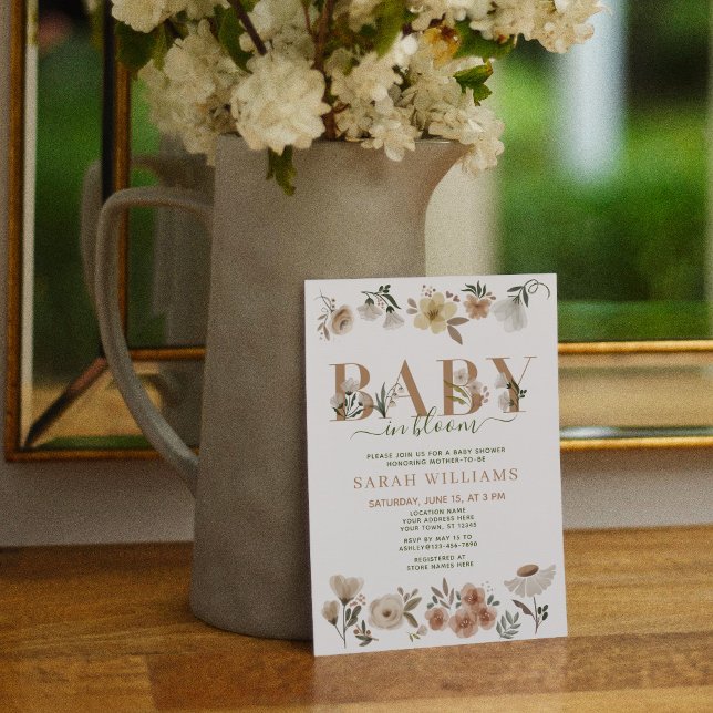 Boho Baby i Bloom Flicka Baby Shower Inbjudningar (Skapare uppladdad)