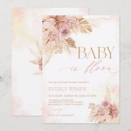 Boho Baby i Bloom Pampas Baby Shower Party Inbjuda