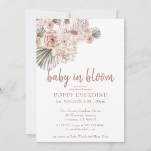 Boho Baby i Bloom Pampas Grass Girl Shower I Inbjudningar
