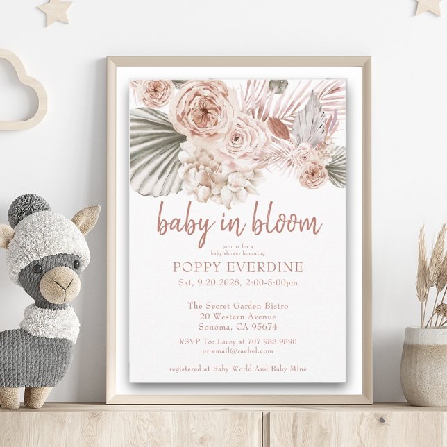 Boho Baby i Bloom Pampas Grass Girl Shower I Inbjudningar (Skapare uppladdad)