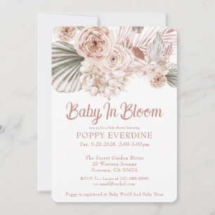Boho Baby i Bloom Rosa Girl Baby Shower Inbjudningar