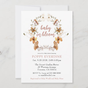 Boho Baby i Bloom WildblomBaby Shower Inbjudningar