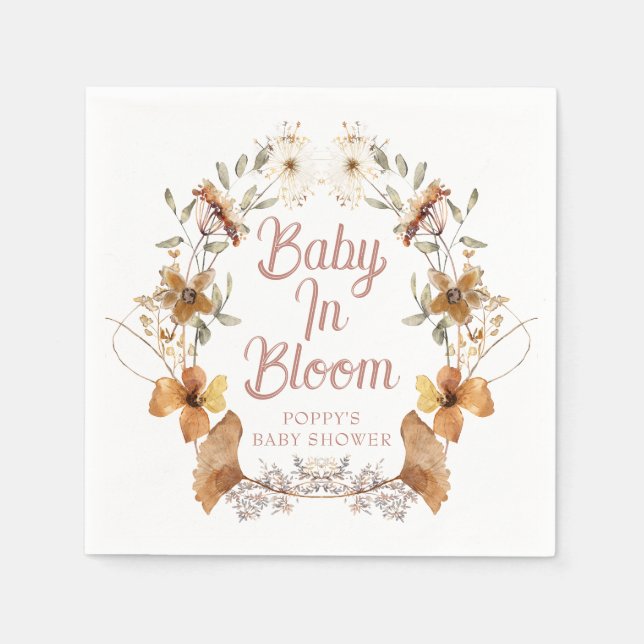 Boho Baby i Bloom WildblomBaby Shower Pappersservett (Framsidan)