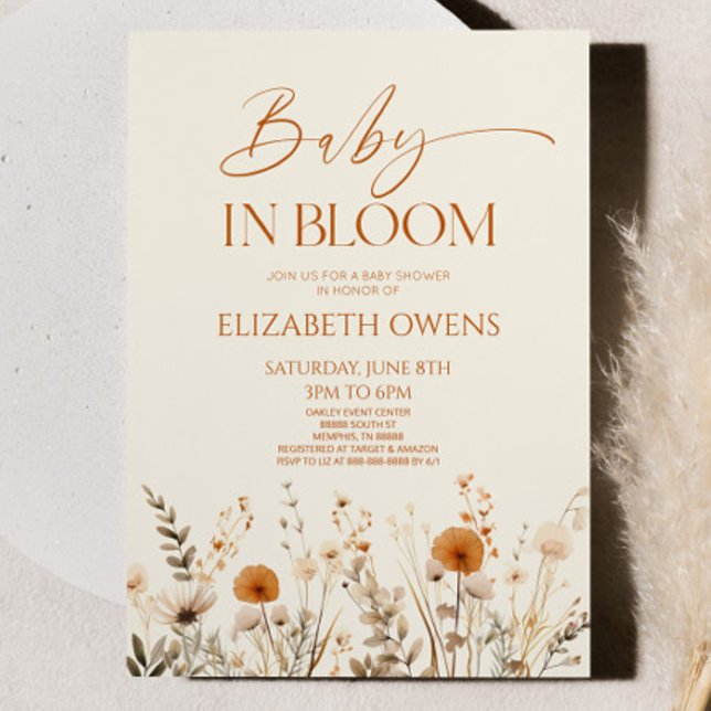 Boho Baby i Bloom Wildblomme Baby Shower Inbjudningar (Skapare uppladdad)