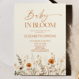 Boho Baby i Bloom Wildblomme Baby Shower Inbjudningar