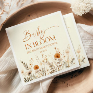 Boho Baby i Bloom Wildblomme Baby Shower Pappersservett