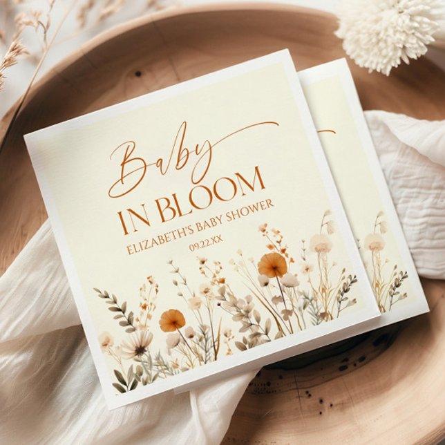 Boho Baby i Bloom Wildblomme Baby Shower Pappersservett (Skapare uppladdad)