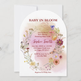 Boho Baby i bloom Wildblommor Watercolor Inbjudningar