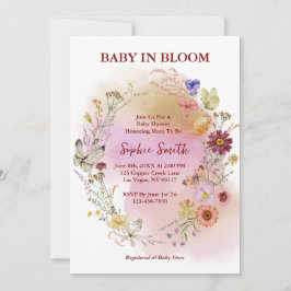 Boho Baby I knopp Blomster Akvarell Inbjudningar