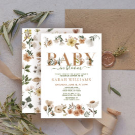Boho Baby in Bloom Babyflicka Barnkalas Inbjudningar