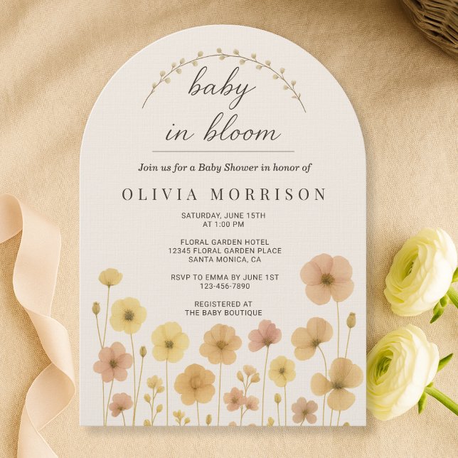  Boho Baby In Bloom Blommig Barnkalas Inbjudan  (Skapare uppladdad)