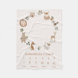 Boho Baby Milestone Woodland Animal Wandeans Fleecefilt