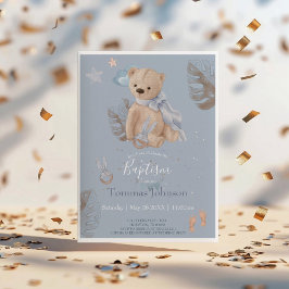 Boho baby nalle Baptism-inbjudan Inbjudningar