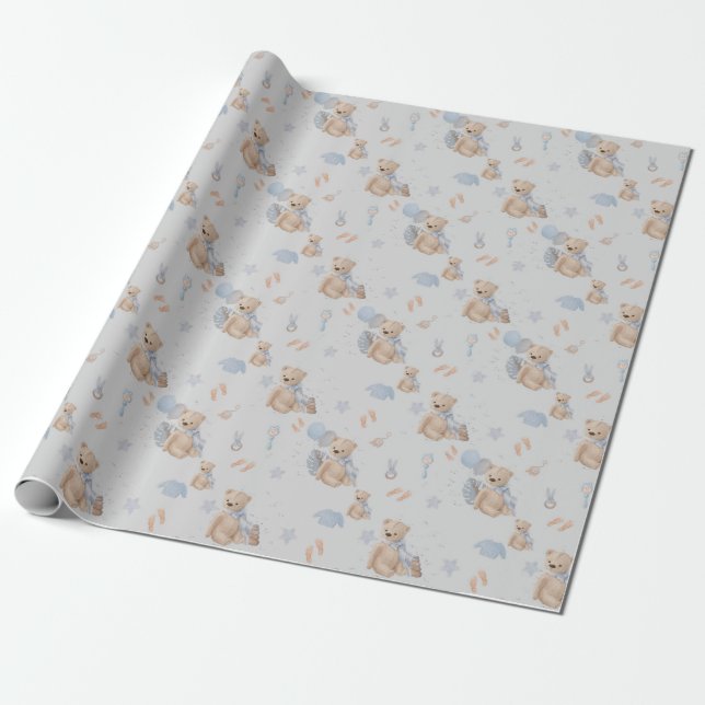 Boho baby nalle Wrapping Papper Presentpapper (Utrullad)