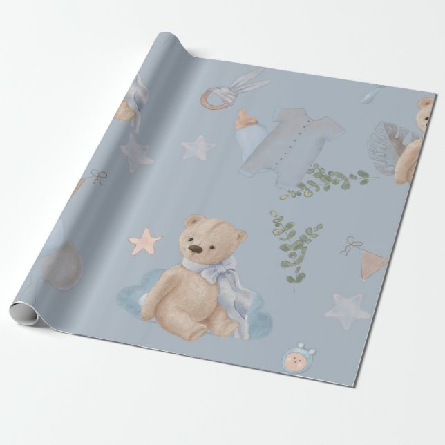 Boho baby nalle Wrapping Papper Presentpapper (Utrullad)