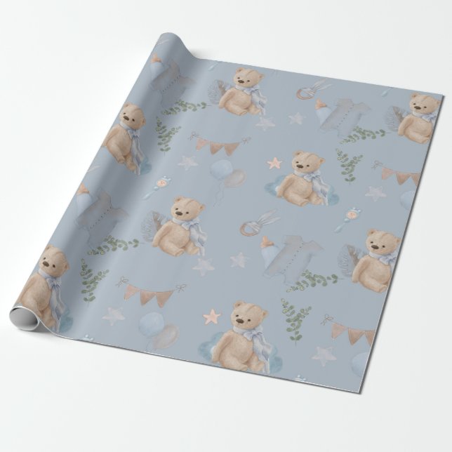 Boho baby nalle Wrapping Papper Presentpapper (Utrullad)