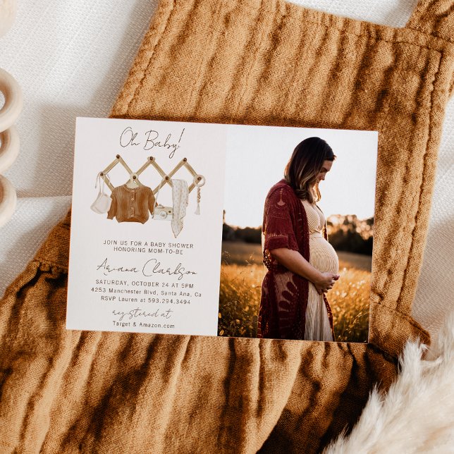 Boho Baby Neutral Doppfotografering Inbjudan (Skapare uppladdad)