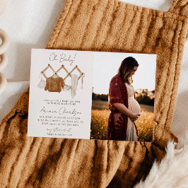 Boho Baby Neutralt Shower Photo-inbjudan Inbjudningar