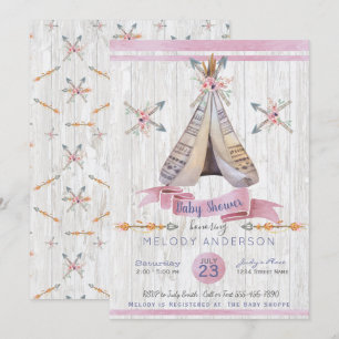 Boho Baby Rosa Girl Baby Shower Inbjudningar