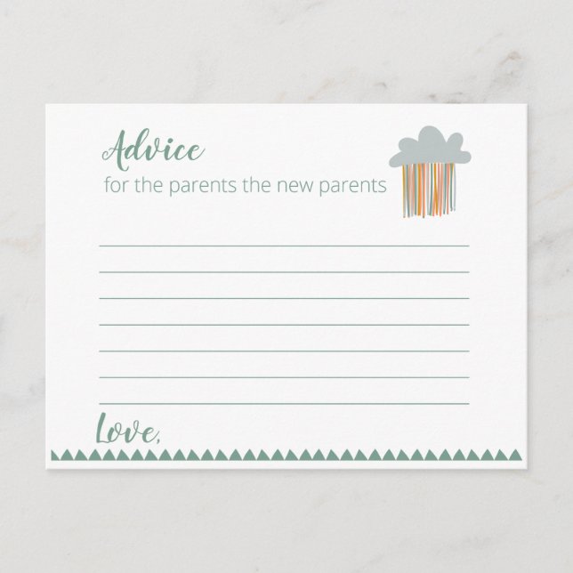 Boho Baby Shower - Advice Card Meddelande Vykort (Framsida)