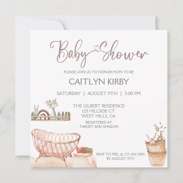 BOHO BABY SHOWER, BABY SHOWER, OH BABY INBJUDNINGAR (Framsida)