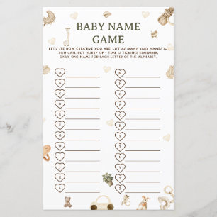 Boho Baby Shower Bebis Namn Race Game