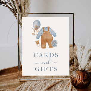 Boho Baby Shower Boy Clothes Cards & Gifts Sign Poster
