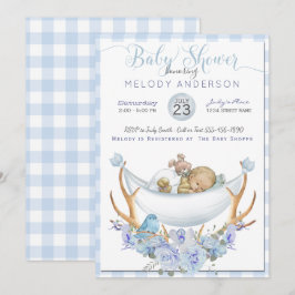 BOHO Baby Shower Boys Hammock Baby Inbjudningar