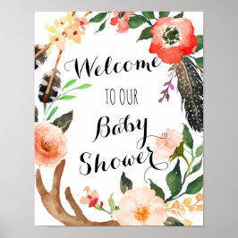 Boho Baby shower, bröllopsfestaffisch, banderoll Poster