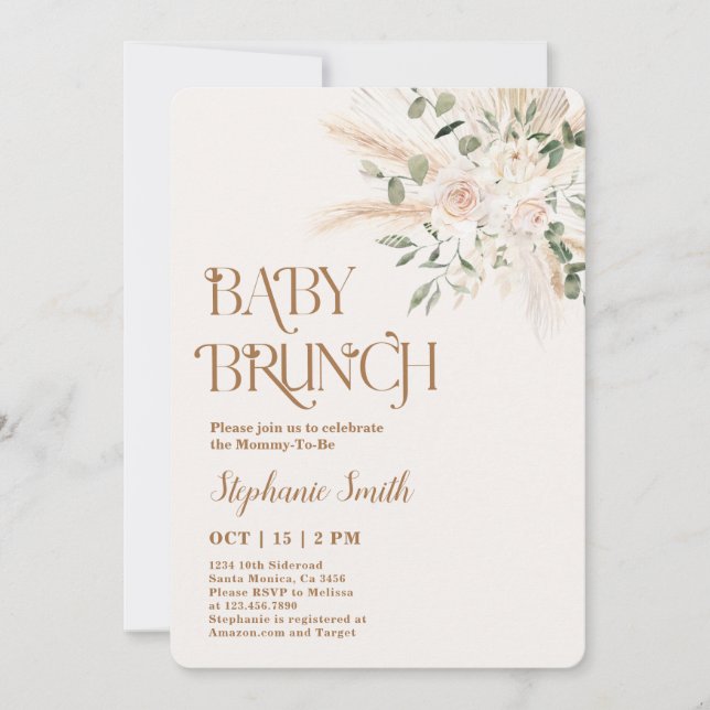 Boho Baby Shower Brunch-inbjudan Inbjudningar (Framsida)