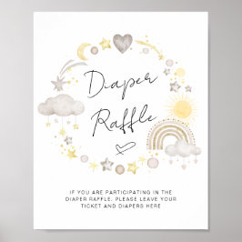 Boho Baby Shower Diaper Raffle Sign Poster