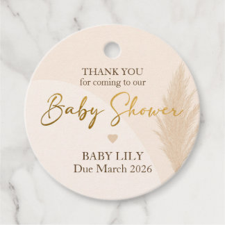 Boho Baby Shower Favor Tag - Pampas Grass Neutralt Gåvor Etiketter