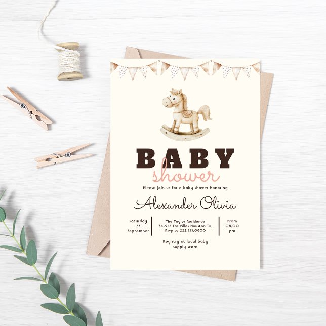 Boho Baby Shower för Cute Rocking Horse Boho Baby  Inbjudningar (Skapare uppladdad)