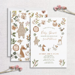 Boho Baby Shower för handjur av cute Forest Animal Inbjudningar