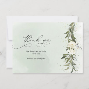 Boho Baby Shower för Vit ros med olivfransch Tack Kort