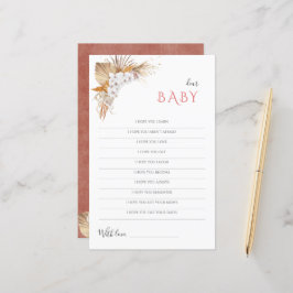 Boho Baby Shower Game Bäste Baby Önskemål-kort