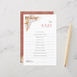 Boho Baby Shower Game Bäste Baby Önskemål-kort