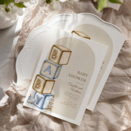 Boho Baby Shower, Gender Neutral, Brev Blocks Inbjudningar