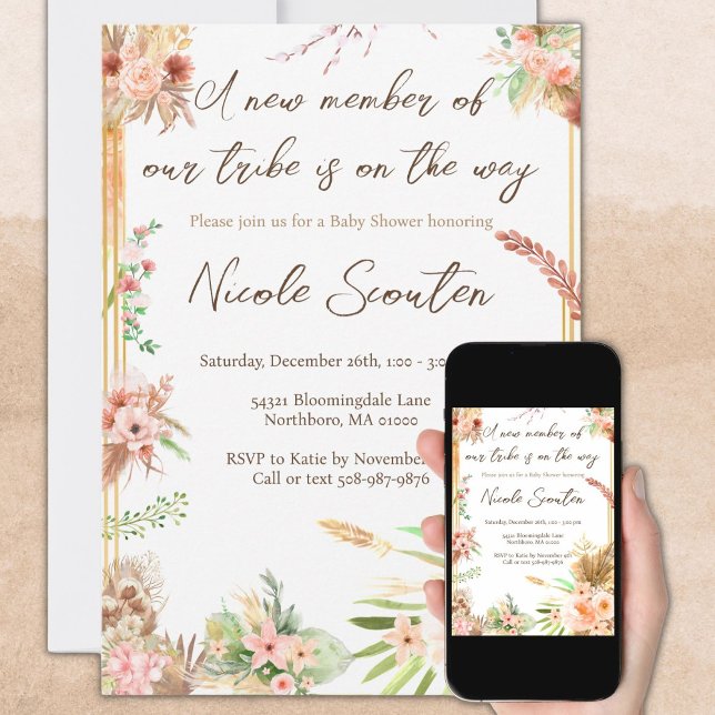 Boho Baby Shower Gender Neutral Inbjudningar (Skapare uppladdad)