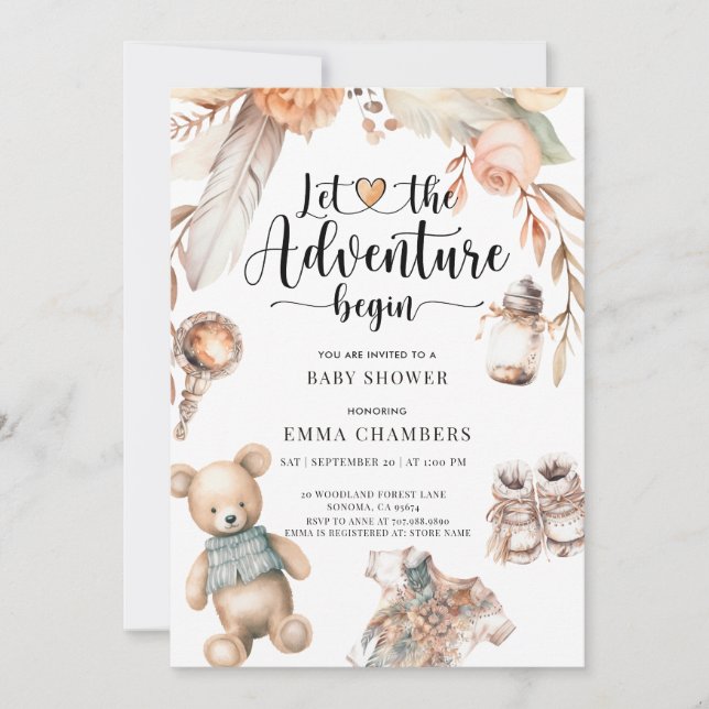 Boho Baby Shower Gender Neutral Inbjudningar (Framsida)