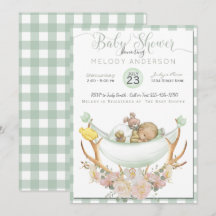 BOHO Baby Shower Grönt Hammock Antler med Ro