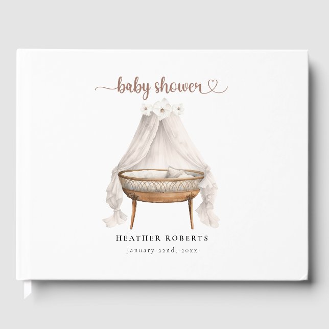 Boho Baby Shower Guest Bok Neutralt Bassinet (Framsida)