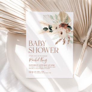 Boho Baby Shower-inbjudan Blommigt Greenery Rustic Inbjudningar