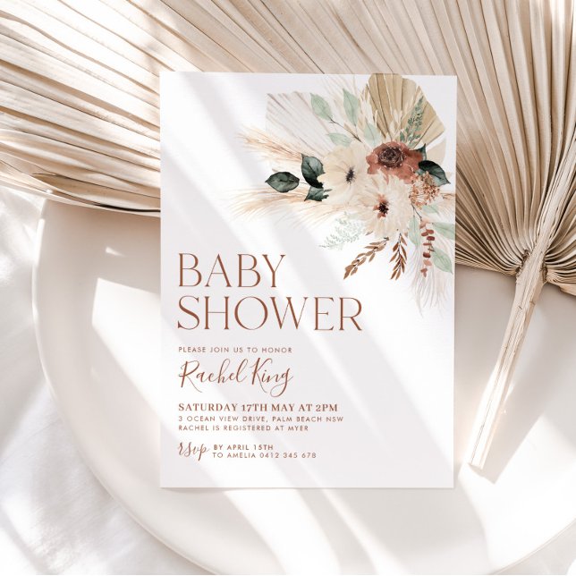 Boho Baby Shower-inbjudan Blommigt Greenery Rustic Inbjudningar (Skapare uppladdad)
