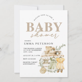 Boho Baby Shower-inbjudan, det är en flicka! Invat Inbjudningar
