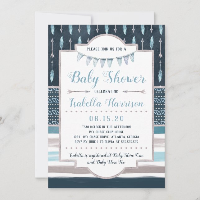 Boho Baby Shower-inbjudan Inbjudningar (Framsida)