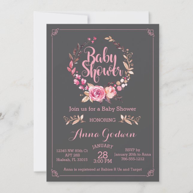 Boho Baby Shower-inbjudan Inbjudningar (Framsida)