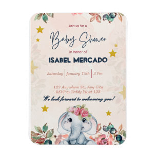 Boho Baby Shower Inbjudan – Modern & Stylish Magnet